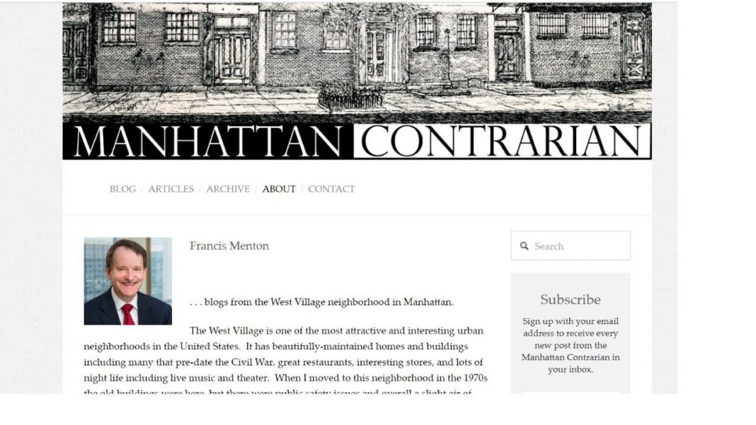 Meet the “Manhattan Contrarian”: Francis Menton Meet the Manhattan Contrarian Francis Menton