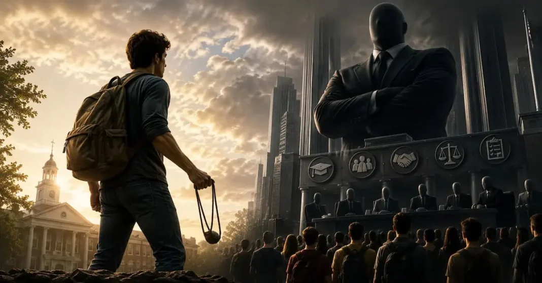 The fight for young men shut out by DEI David-vs-Goliath-at-dawn