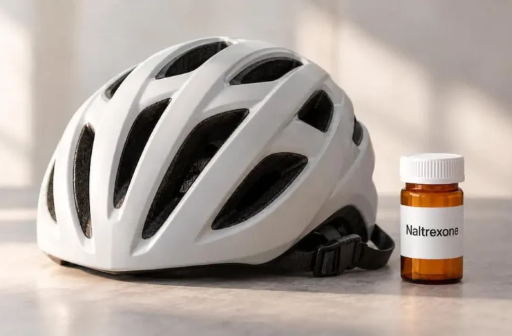 Naltrexone-bottle-beside-white-bicycle-helmet
